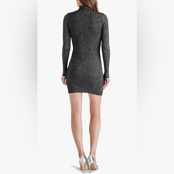 NWT Revolve Steve Madden Nadina Metallic LS Sweater Dress in Black & Silver, S - Picture 4 of 15